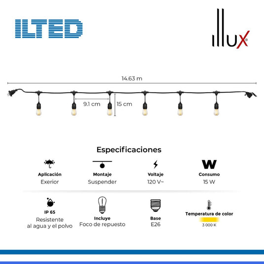 Guirnalda de luces LED para exterior