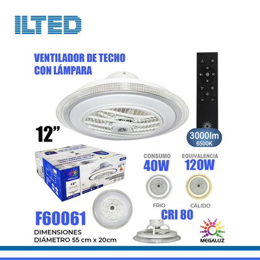 Ventilador de techo con lampara LED F60061